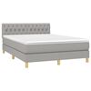 vidaXL Boxspringbett mit Matratze & LED Hellgrau 140x190 cm Stoff