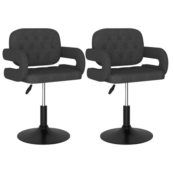 vidaXL Esszimmerst&uuml;hle 2 Stk. Drehbar Dunkelgrau Stoff