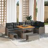 vidaXL Gartensofa-set mit Kissen 9 pcs Grau Poly-Rattan