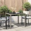 vidaXL Gartentisch 90x90x75 cm Gehärtetes Glas Poly Rattan Grau