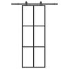 vidaXL Schiebet&uuml;r mit Beschlag Schwarz 76x205 cm ESG-Glas