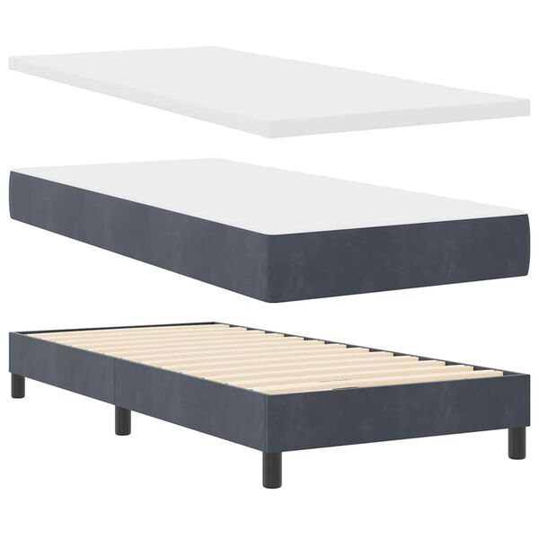 vidaXL Boxspringbett mit Matratze Dunkelgrau 200 x 100 cm Samt