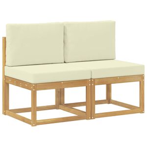 vidaXL 2 St&uuml;ck Outdoor Mittelsofa Massivholz Akazie Wei&szlig;