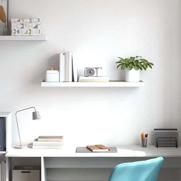 vidaXL Schweberegal Eichen-Optik und Wei&szlig; 80x23,5x3,8 cm MDF