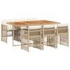vidaXL 7-tlg. Garten-Essgruppe mit Kissen Beige Poly Rattan