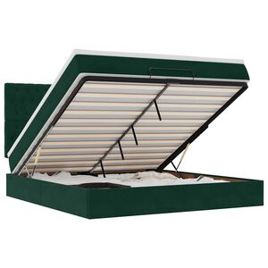 vidaXL Ottoman-Bett mit Matratzen & LEDs Dunkelgr&uuml;n 180x200 cm Samt