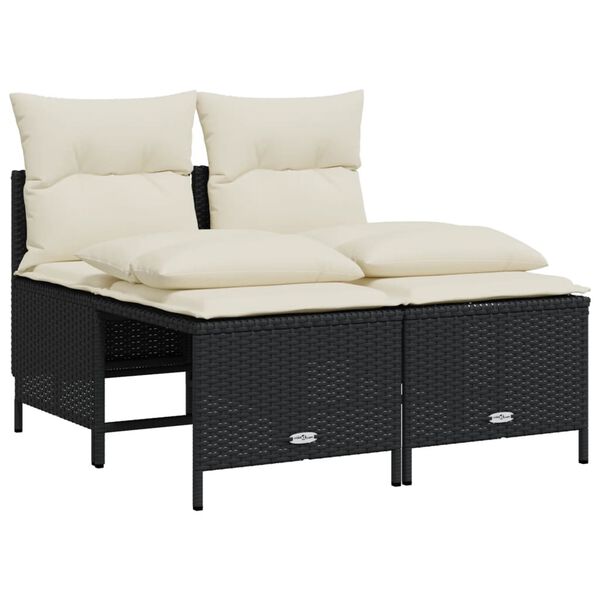 vidaXL 5-tlg. Garten-Sofagarnitur mit Kissen Schwarz Poly Rattan