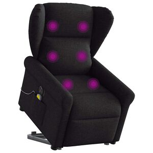 vidaXL Elektrischer Massagesessel mit Aufstehhilfe Schwarz Stoff