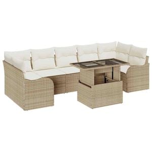 vidaXL Gartensofa-set mit Kissen 8 pcs Beige Poly-Rattan