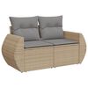 vidaXL 11-tlg. Garten-Sofagarnitur mit Kissen Beige Poly Rattan