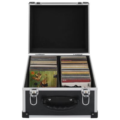 vidaXL CD-Koffer für 40 CDs Aluminium ABS Schwarz