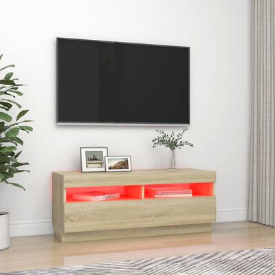 vidaXL TV-Schrank mit LED-Leuchten Sonoma-Eiche 100x35x40 cm