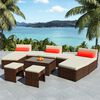 vidaXL 10-tlg. Garten-Lounge-Set mit Auflagen Poly Rattan Braun