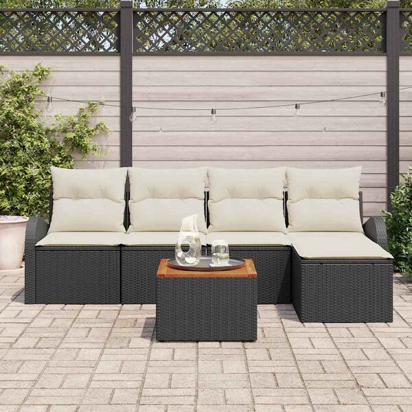 vidaXL Gartensofa-set mit Kissen 6 pcs Schwarz Poly-Rattan