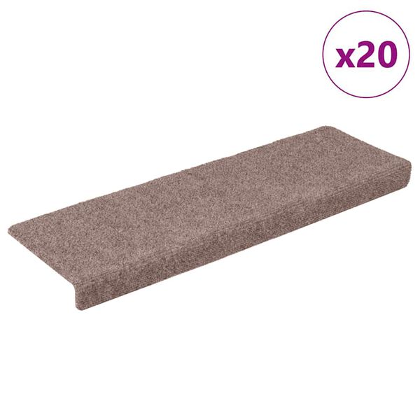 vidaXL Stufenmatten Selbstklebend 20 Stk. 65x21x4 cm Hellbraun Rechteckiger Rand