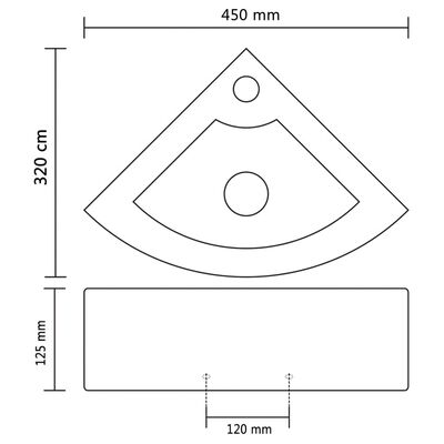 vidaXL Waschbecken mit Überlauf 45 x 32 x 12,5 cm Schwarz