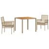 vidaXL Garten Essgruppe 3 Stk. Beige Poly-Rattan