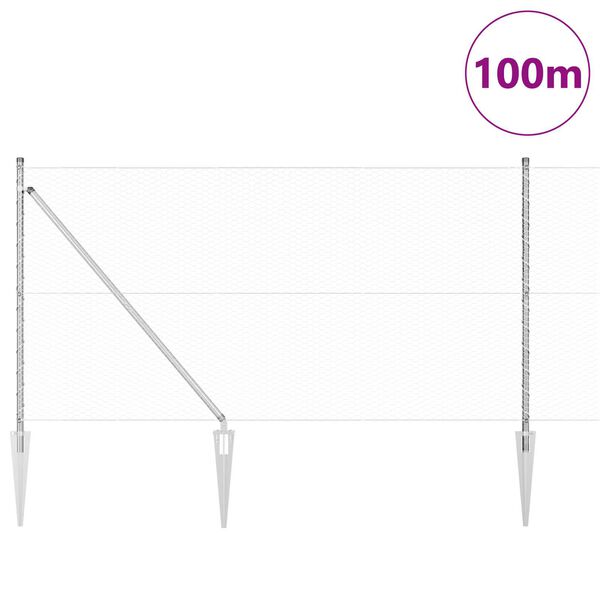 vidaXL Zaunpfosten Silber 100 x 1 m (25 mm Maschen) Stahl