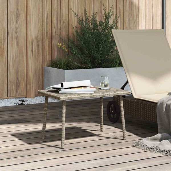 vidaXL Garten-Couchtisch Rechteckig Hellgrau 60x40x37 cm Poly Rattan