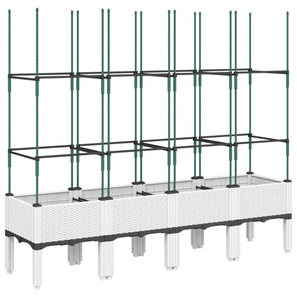vidaXL Pflanzk&uuml;bel mit Rankgitter Wei&szlig; 160x40x142,5 cm PP