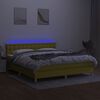 vidaXL Boxspringbett mit Matratze & LED Gr&uuml;n 180x200 cm Stoff