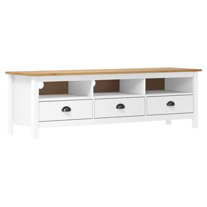 vidaXL TV-Schrank Hill Wei&szlig; 158x40x47 cm Massivholz Kiefer