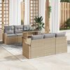 vidaXL Gartensofa-set mit Kissen mit Speicher 7 pcs Beige Poly Rattan