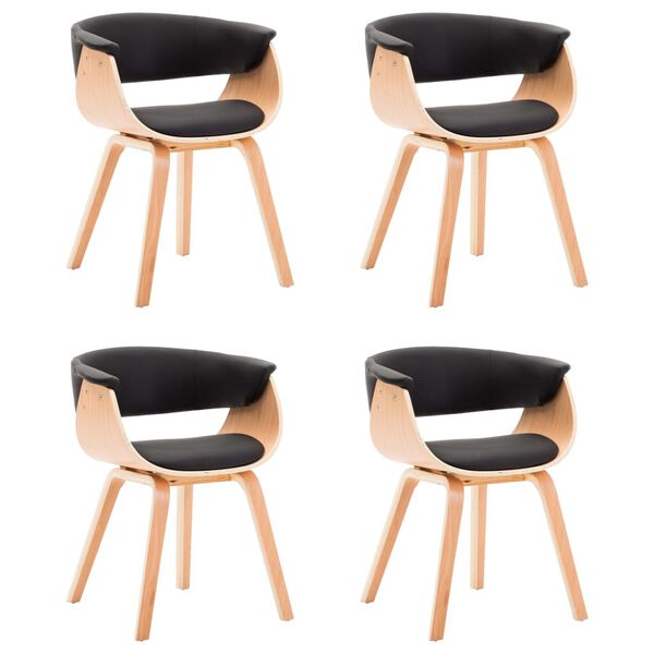 vidaXL Esszimmerstühle 4 Stk. Schwarz Bugholz und Kunstleder