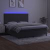 vidaXL Boxspringbett mit Matratze & LED Dunkelgrau 180x200 cm Samt