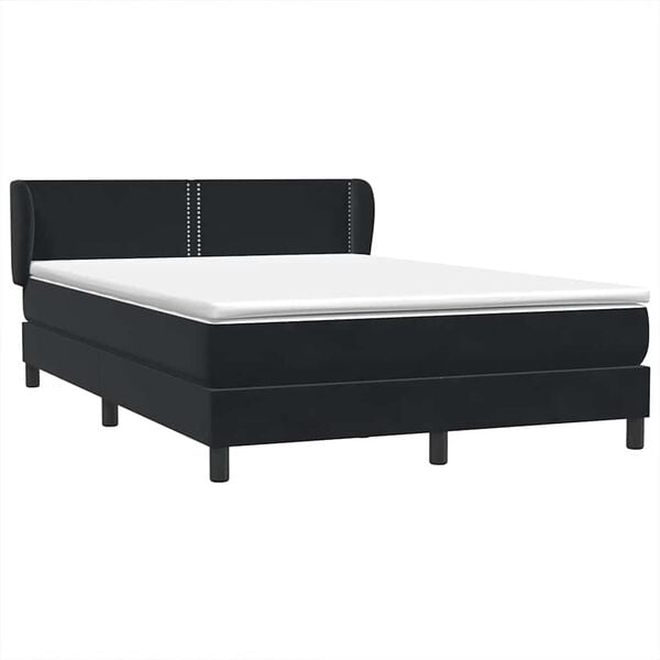 vidaXL Boxspringbett mit Matratze Schwarz 160x220 cm Samt
