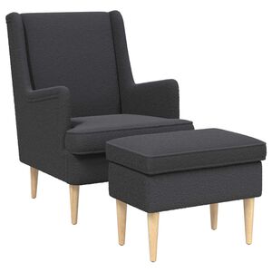 vidaXL Sessel mit Fu&szlig;hocker 2 stk. Dunkelgrau Boucl&eacute;