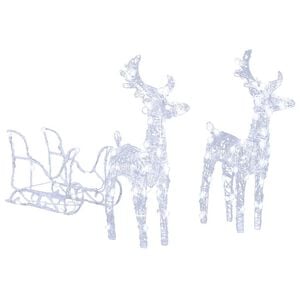 vidaXL Rentiere & Schlitten Weihnachtsdekoration 160 LEDs 130 cm Acryl