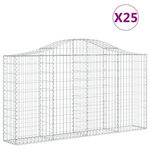 vidaXL Gabionen mit Hochbogen 25Stk. 200x30x100/120cm Verzinktes Eisen