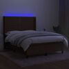 vidaXL Boxspringbett mit Matratze & LED Dunkelbraun 140x190 cm Stoff