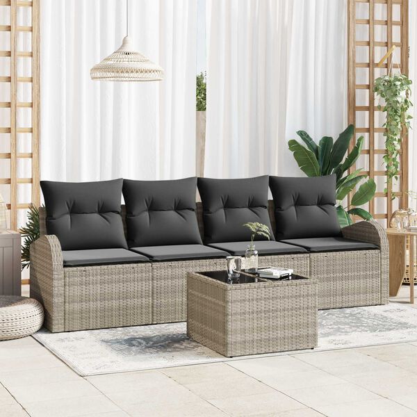 vidaXL Gartensofa-set Hellgrau 55 x 55 x 37 cm Poly-Rattan