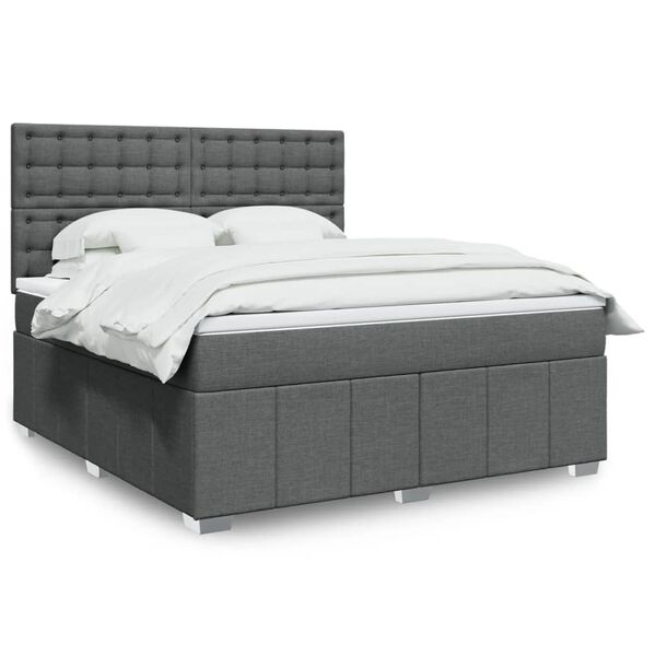 vidaXL Boxspringbett mit Matratze Dunkelgrau 180x200 cm Stoff