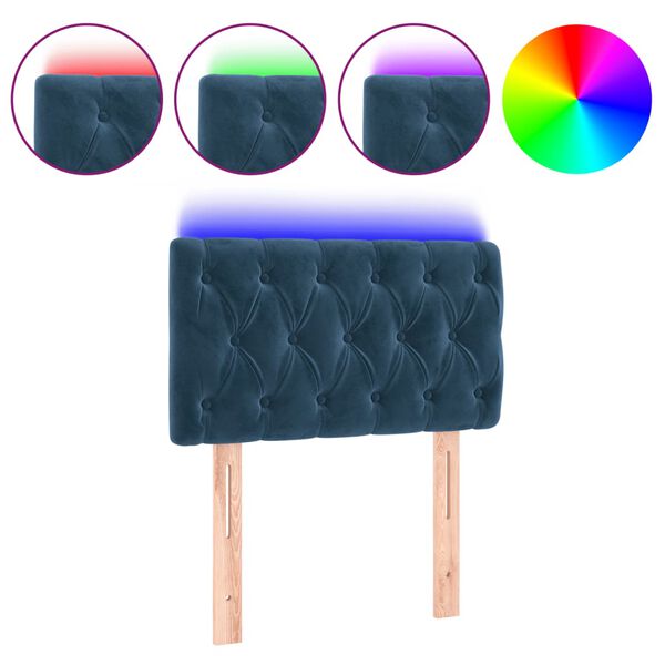 vidaXL LED Kopfteil Dunkelblau 80x7x78/88 cm Samt