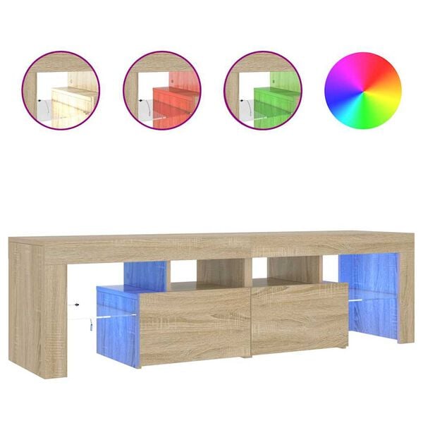 vidaXL TV-Schrank mit LED-Beleuchtung Sonoma-Eiche 140x36,5x40 cm