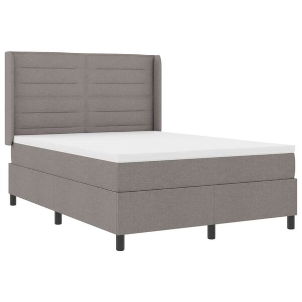 vidaXL Boxspringbett mit Matratze Taupe 200 x 140 cm Stoff