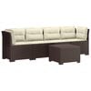 vidaXL 4-Sitzer Gartensofa mit Kissen Rattan Look PP Braun