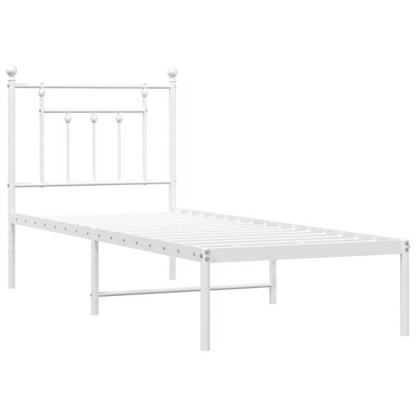 vidaXL Metallbett ohne Matratze mit Kopfteil Wei&szlig; 75x190 cm