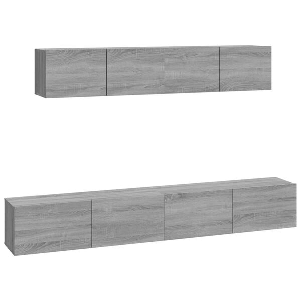 vidaXL 4-tlg. TV-Schrank-Set Grau Sonoma Holzwerkstoff