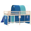 vidaXL Kinderhochbett mit Tunnel Blau 80x200 cm Massivholz Kiefer