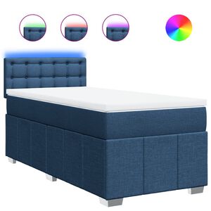 vidaXL Boxspringbett mit Matratze Blau 90x200 cm Stoff