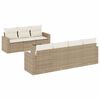 vidaXL 8-tlg. Garten-Sofagarnitur mit Kissen Beige Poly Rattan