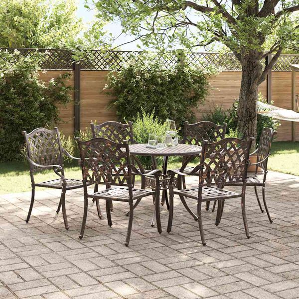 vidaXL Garten Essgruppe 7 pcs Bronze Aluminium