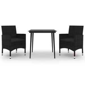 vidaXL 3-tlg. Garten-Essgruppe mit Auflagen Poly Rattan und Glas