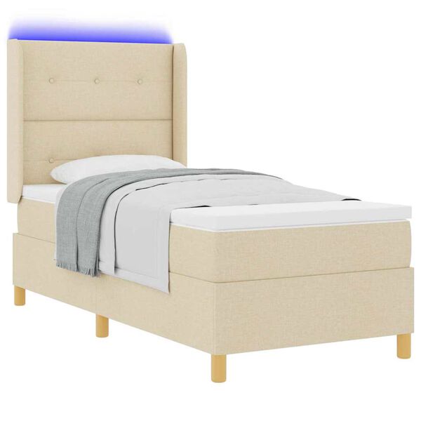 vidaXL Boxspringbett mit Matratze Creme 140 x 190 cm Stoff