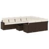 vidaXL 11-tlg. Garten-Sofagarnitur mit Kissen Braun Poly Rattan