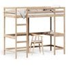 vidaXL Hochbett mit Schreibtisch 90x200 cm Massivholz Kiefer